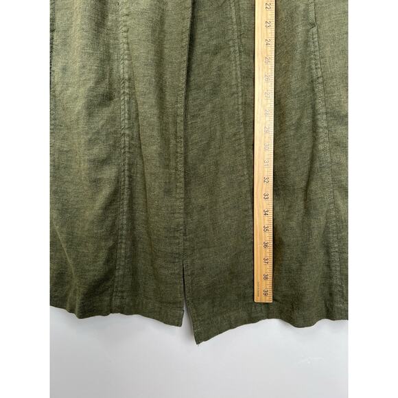 Anthropologie By Anthropologie Long-Line Vest Size Large Petite Moss Green Linen - Picture 9 of 11